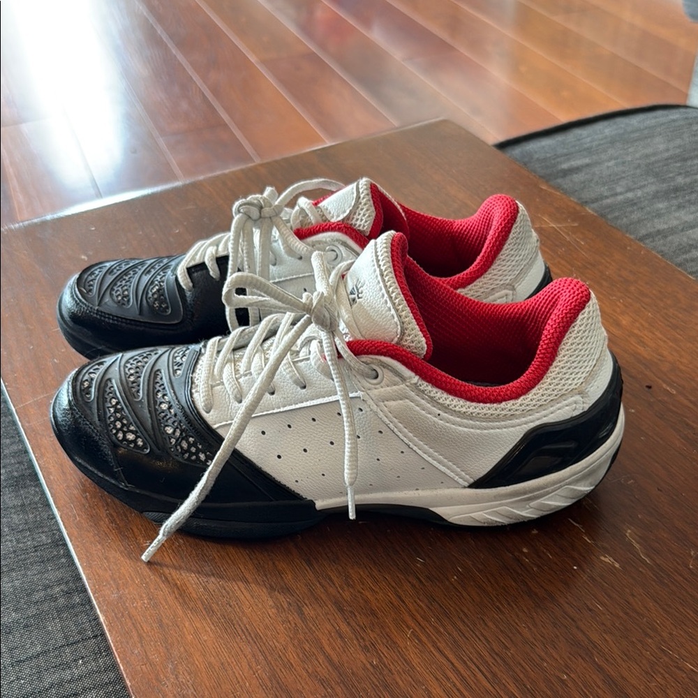 White and Black Fencing Shoes with Red Interior
